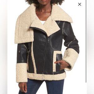 Faux Shearling & Faux Leather Winter Jacket teddy bear coat BLANKNYC